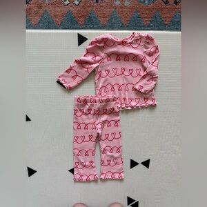 Cat & Jack|Baby girl matching set in Pink Heart Pattern,long sleeve & flare pant